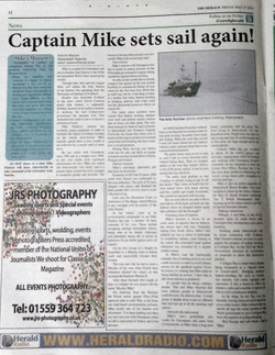 Ceredigion Herald Headline: Captain Mike sets sail again!