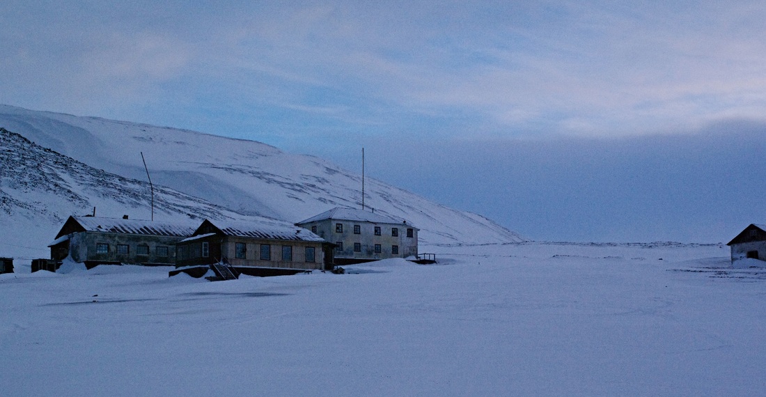 Living quarters building in snowy landscape